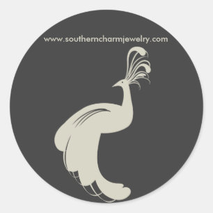 PEACOCK GEBLÜHT in TAN/GRAY ROUND STICKER