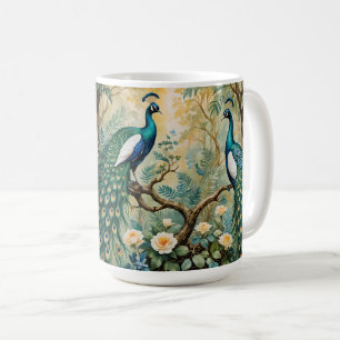 Peacock Golden Aquamariner Blumendschungel Kaffeetasse