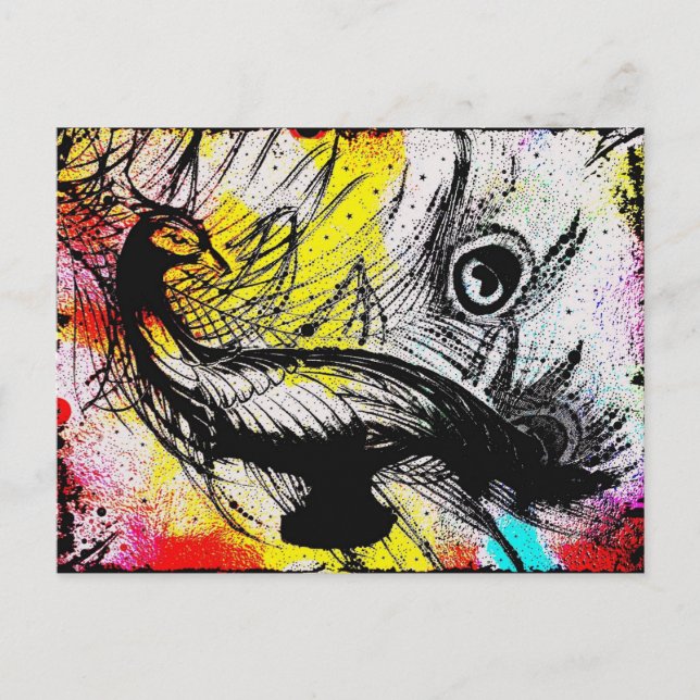 Peacock Graffiti Postcard Postkarte (Vorderseite)