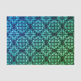 Peacock Green Gradient Damask Muster Seidenpapier
