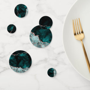 Peacock Green & Rose Gold Agate Marble Wedding Konfetti
