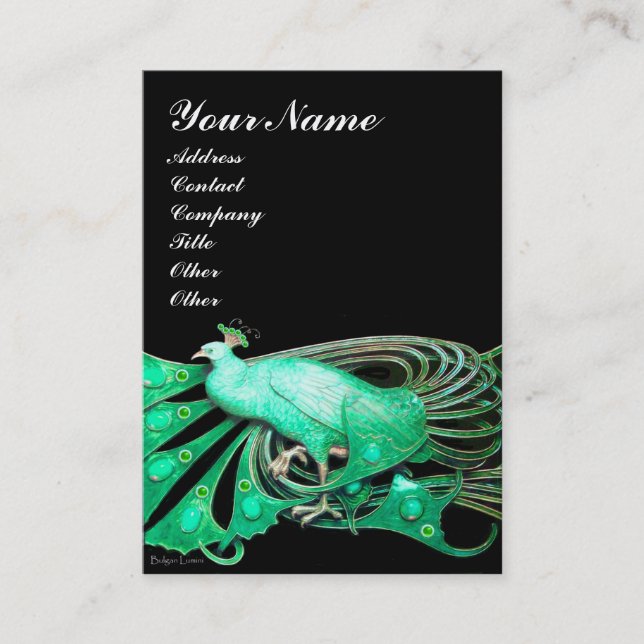 PEACOCK grün schwarz Visitenkarte (Vorderseite)