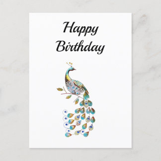 Peacock | Happy Birthday | Minimal Postkarte