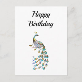 Peacock | Happy Birthday | Minimal Postkarte
