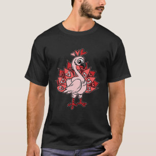 Peacock Heart Feathers Valentinstag Niedlich Bird  T-Shirt