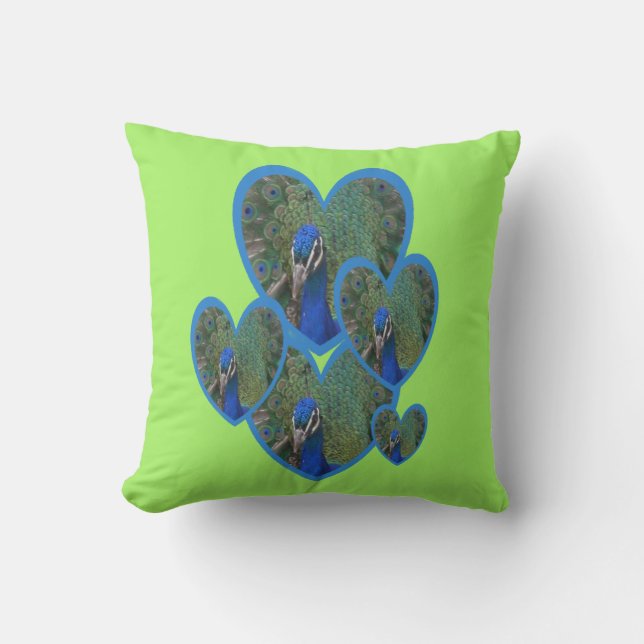 Peacock Hearts Pattern Throw Kissen (Vorderseite)