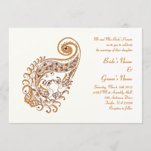 Peacock in Paisley Henna Einladung