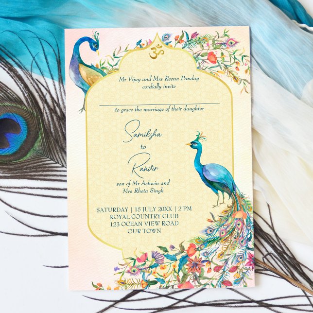 Peacock Indian Hindu Einladungen zur Hochzeit (Von Creator hochgeladen)