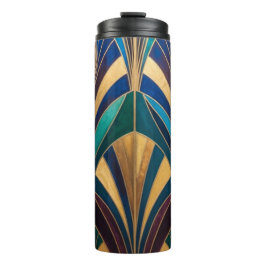 Peacock Jewel Tone Art Deco Feather Thermosbecher