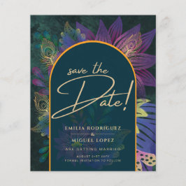 Peacock Jewel Tones Green Blue Wedding Flyer
