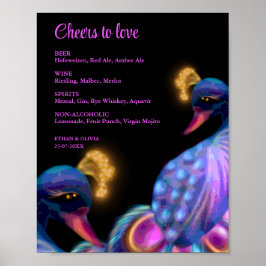 Peacock Jewel Tones Wedding Drinks Menuzeichen Poster