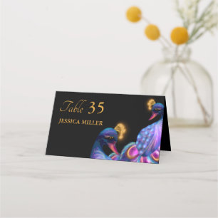 Peacock Jewel Tones Wedding Floral Moody lila Platzkarte