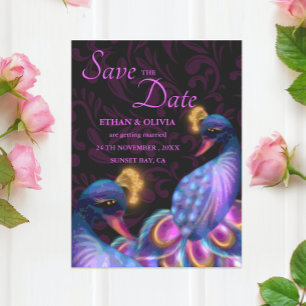 Peacock Jewel Tones Wedding Floral Moody lila Save The Date