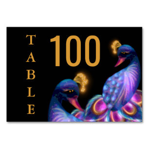 Peacock Jewel Tones Wedding Floral Moody lila Tischnummer