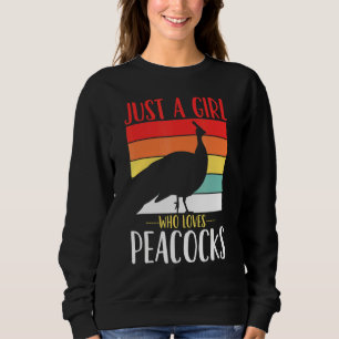 Peacock Just a Girl Who Lieben Peacocks Retro Sweatshirt