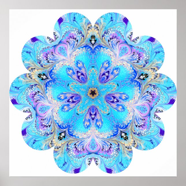 Peacock Kaleidoscope Blume Poster (Vorne)