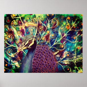 Peacock kaleidoscope farbenfroh boho künstlerisch poster