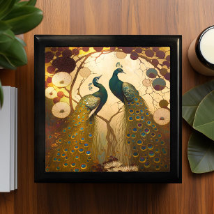 Peacock Klimt Gold Grün Jugendstil Vögel Erinnerungskiste