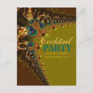 Peacock Lace Cocktail Party Postkarte Einladung