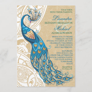 Peacock Lace Elegance 2 Hochzeit Einladung