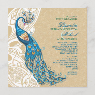 Peacock Lace Elegance 2 Hochzeit Einladung