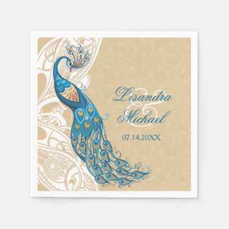 Peacock Lace Elegance 2 Wedding Napkins Serviette