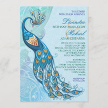 Peacock Lace Elegance Hochzeit Einladung