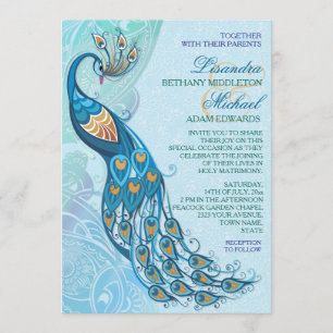Peacock Lace Elegance Hochzeit Einladung