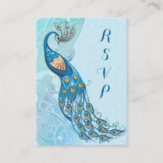 Peacock Lace Elegance Wedding RSVP Begleitkarte