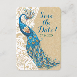 Peacock Lace Elegance Wedding Save the Date Einladung