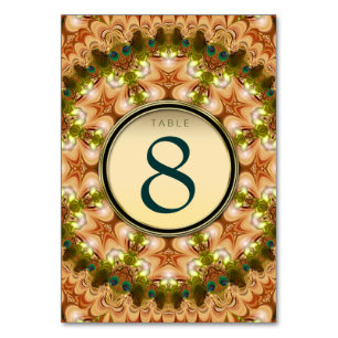 Peacock Lace Mandala Gold Menü Tischnummer Card