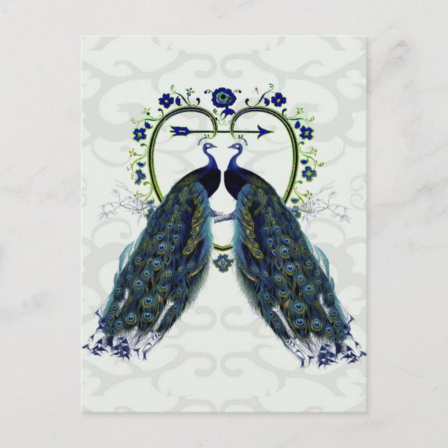 PEACOCK Liebe Herz, Pfau Postkarte (Vorderseite)