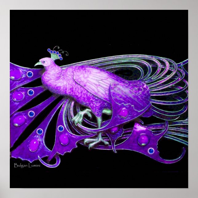 PEACOCK, lila-blauviolett schwarz Poster (Vorne)
