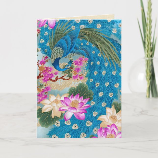 Peacock Lotus Karte (Vorderseite)