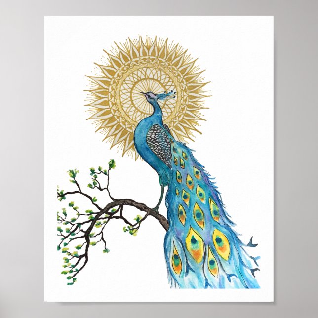 Peacock Mandala 8x10 Print Poster (Vorne)