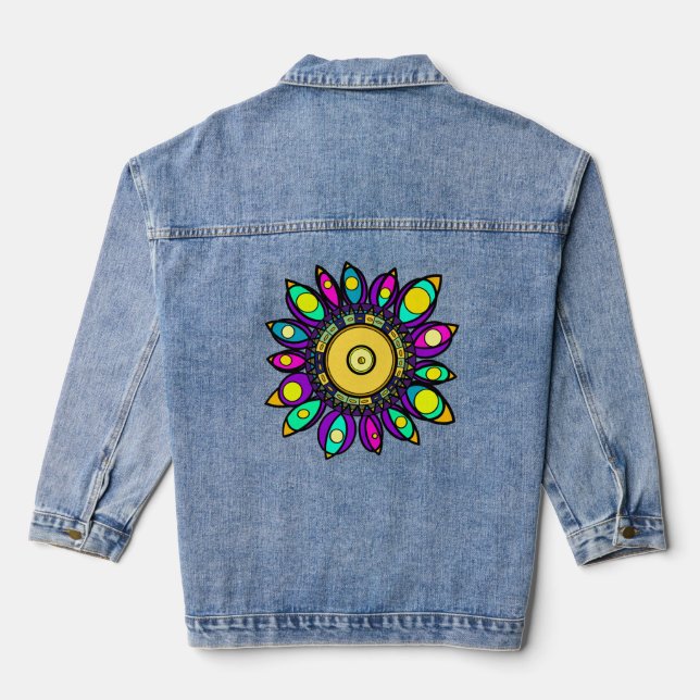 PEACOCK MANDALA JEANSJACKE (Rückseite)