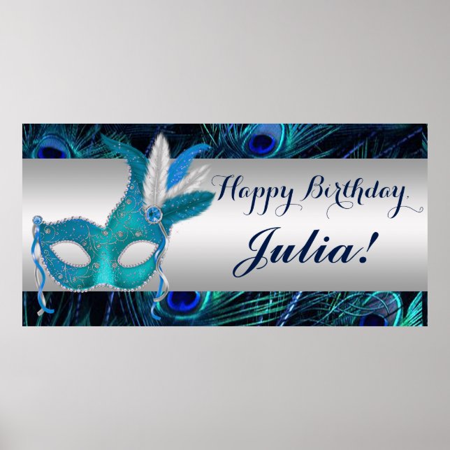 Peacock Masquerade Party Poster (Vorne)