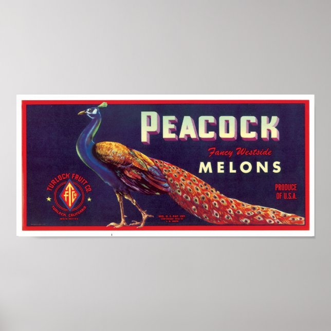 Peacock Melons Label Poster (Vorne)