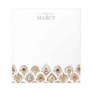 PEACOCK MERMAID Aqua Gold Scales and Feathers Notizblock