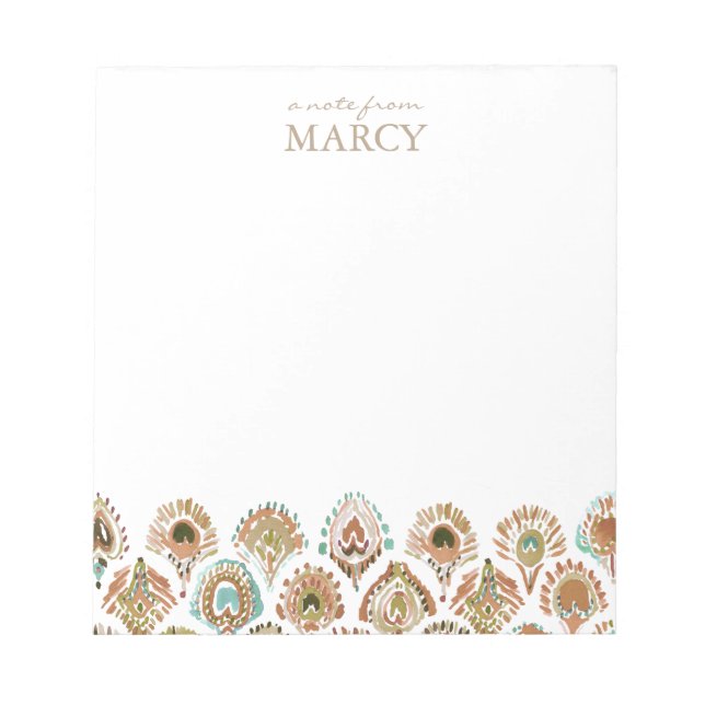 PEACOCK MERMAID Aqua Gold Scales and Feathers Notizblock (Vorderseite)