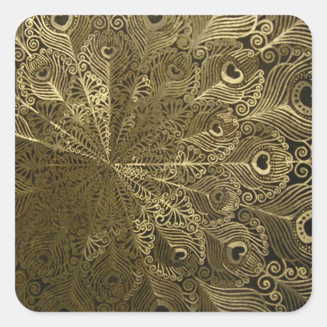 Peacock-Metallablage Quadratischer Aufkleber (Vorderseite)
