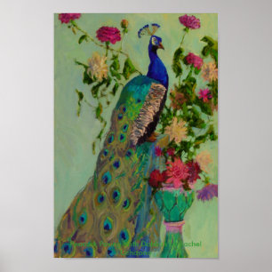 Peacock mit Dahlia von Rachel Uchizono Poster