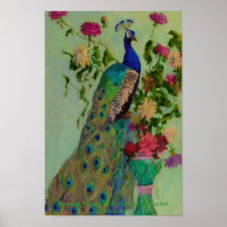 Peacock mit Dahlia von Rachel Uchizono Poster
