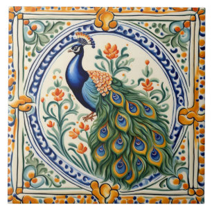 Peacock Mittelmeergelb & Blauer Folklore Fliese