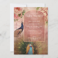 Peacock Moderne Arch Peony Blume Babydusche