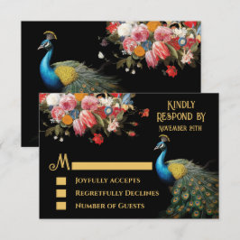 Peacock Moody Floral Indian Wedding RSVP Einladung