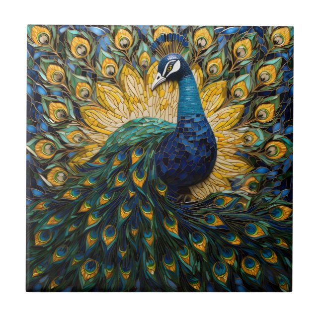 Peacock Mosaic Tile Fliese (Vorderseite)