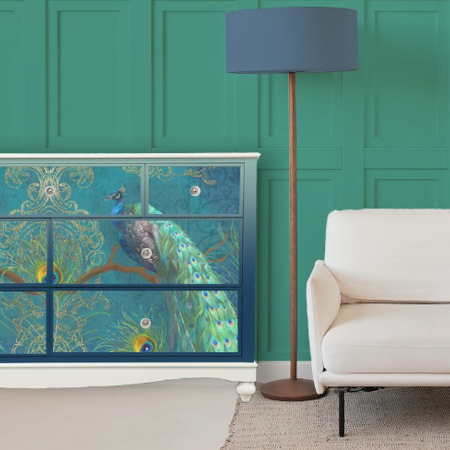 Peacock n Feathers Pair Dark Blue Decoupage Seidenpapier (Von Creator hochgeladen)