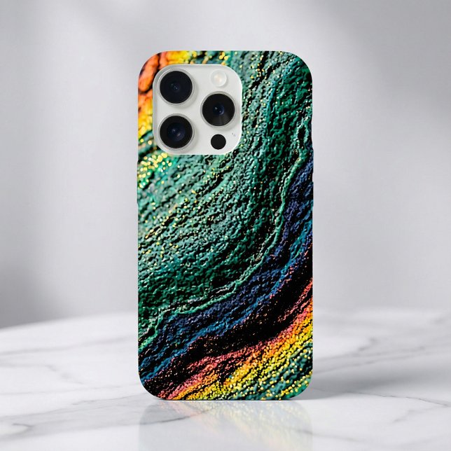 Peacock Ore Vibe Iridescent Teal Green Gold Oil iPhone Hülle (Von Creator hochgeladen)