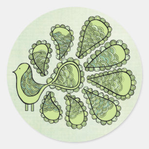 Peacock Party Green DIY Cupcake Topper Label Runder Aufkleber